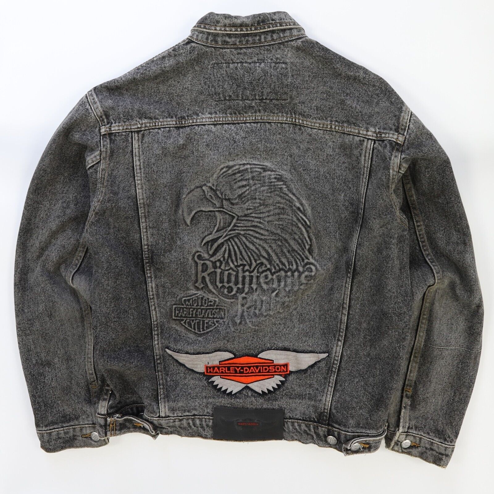 Harley davidson denim jacket with eagle best sale