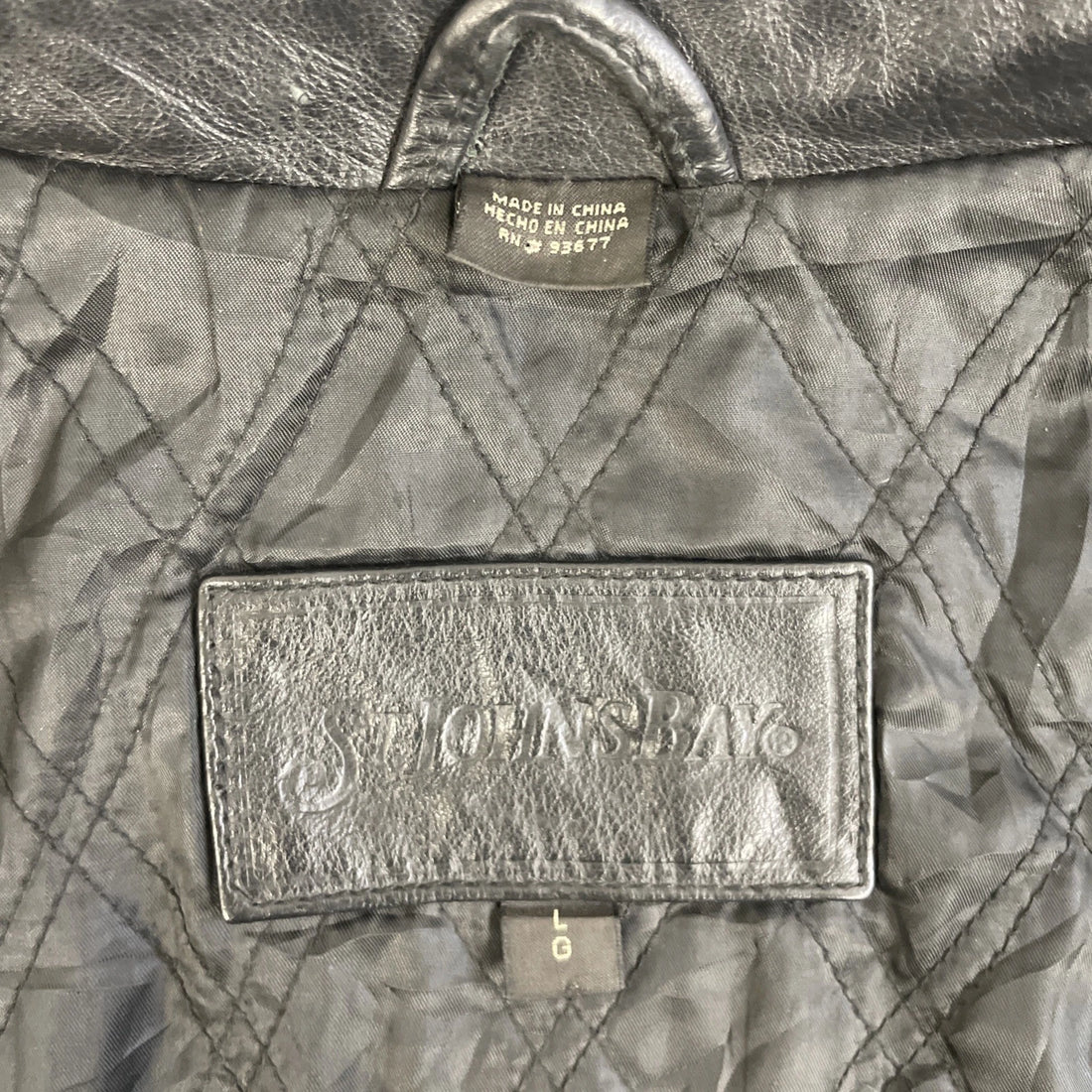 Vintage St. John's Bay Leather Bomber Jacket Size Large Black