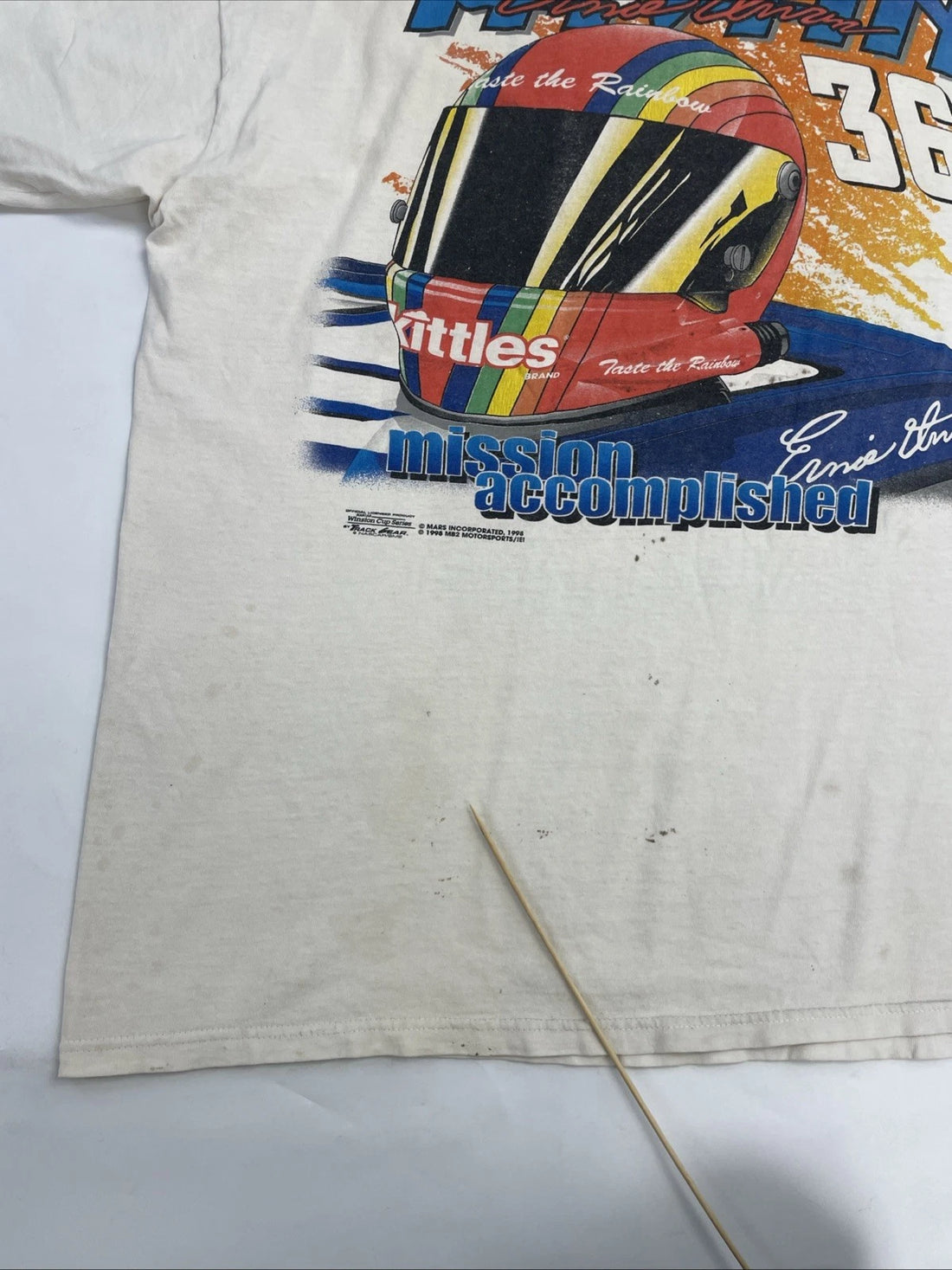 Vintage Ernie Irvan Man On A Mission Skittles Racing T-Shirt XL NASCAR