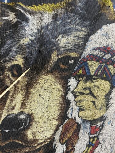 Vintage USA Thunder Wolf Chief Head T-Shirt Size XL Lightning 90s