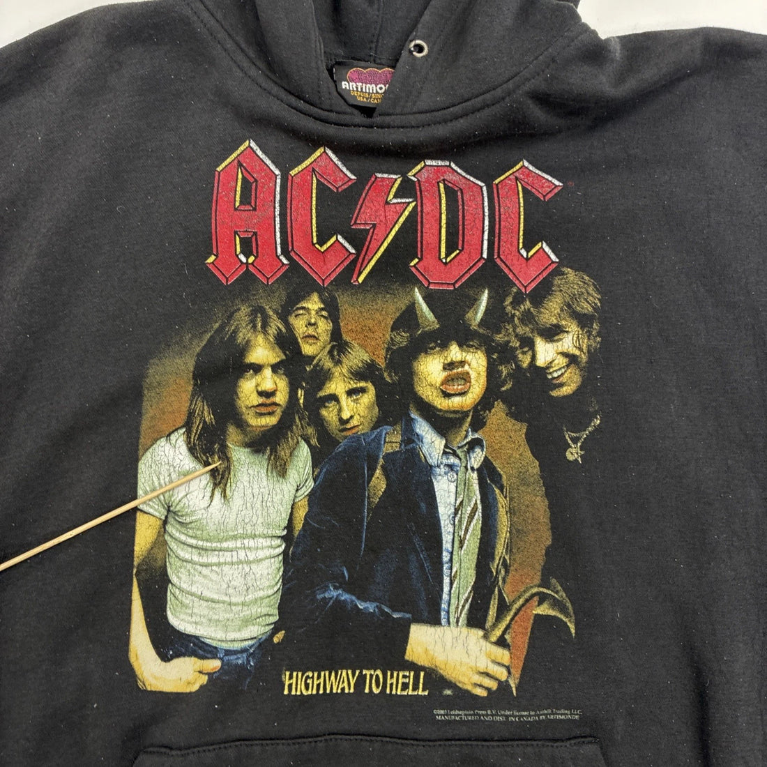 Vintage ACDC Highway To Hell Artimonde Sweatshirt Hoodie Size XL 2003