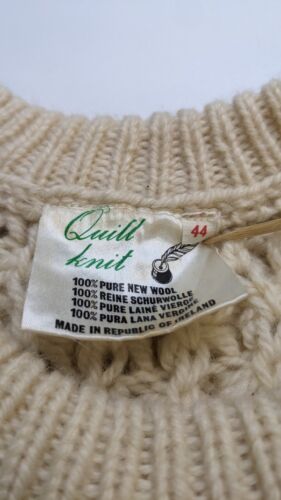 Vintage Quill Knit Wool Fisherman Cable Sweater Size 44