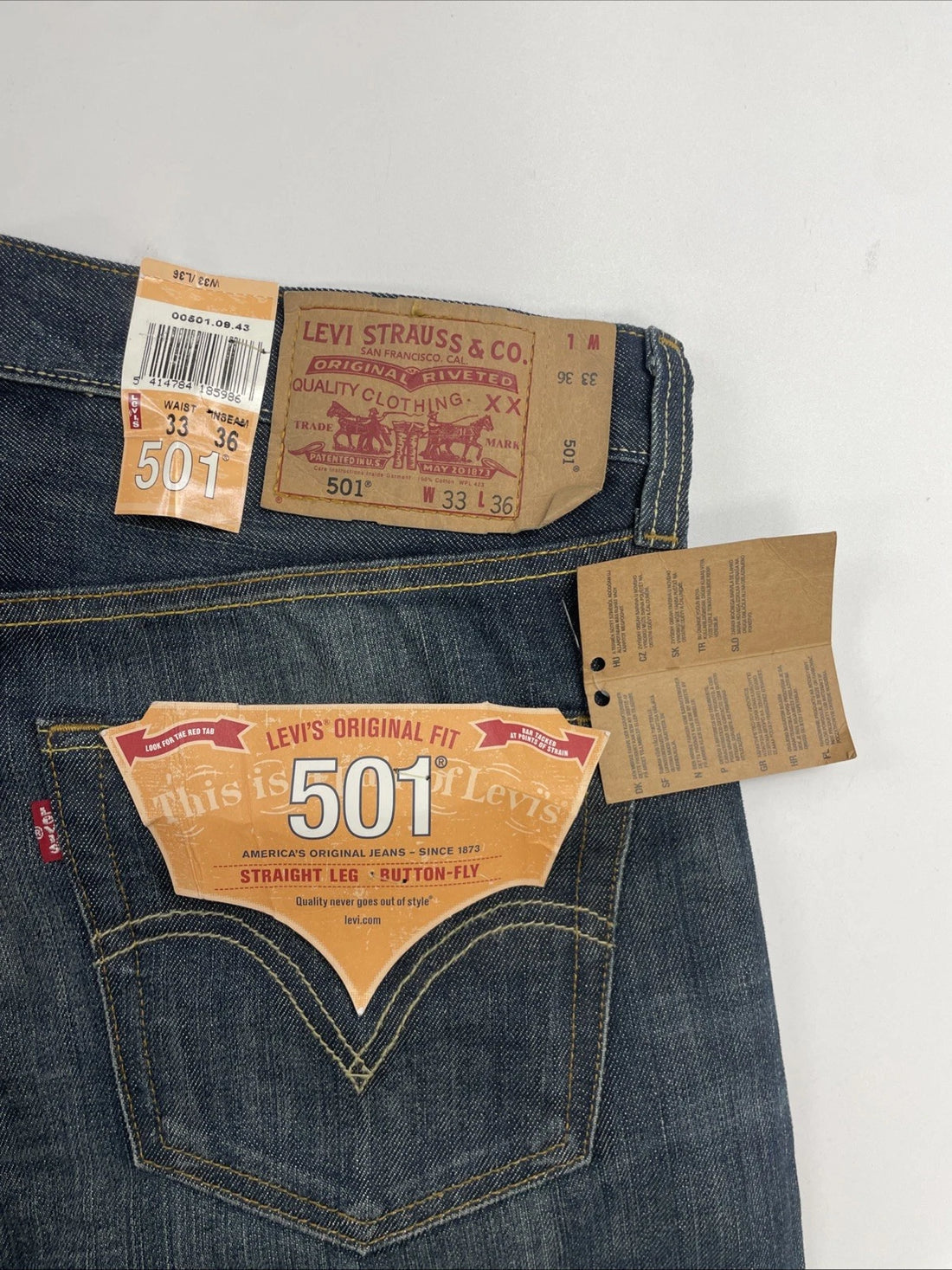 Levi Strauss & Co 501 Denim Jeans Pants Size 33 X 36 Deadstock NWT