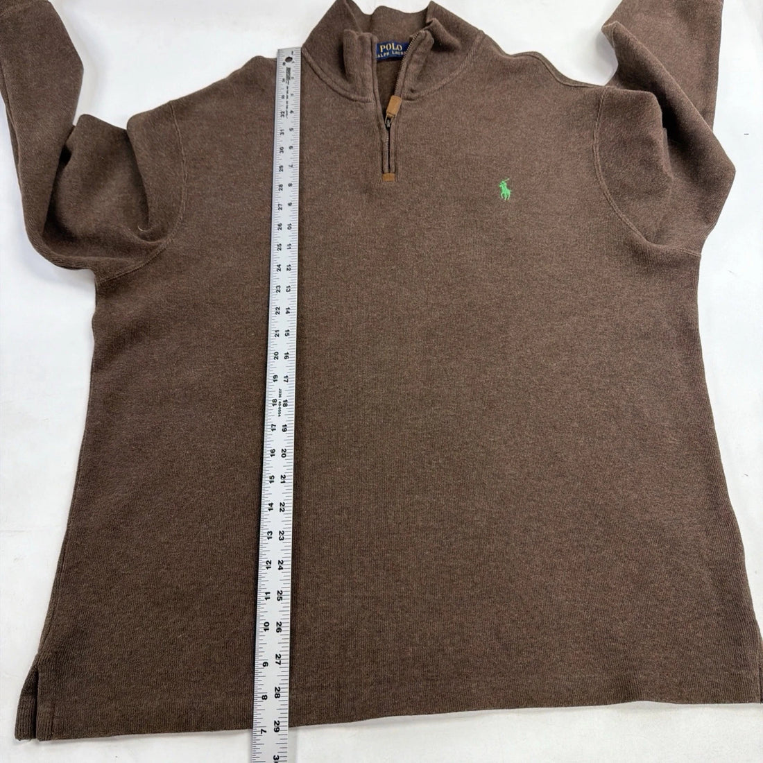 Polo Ralph Lauren 1/4 Zip Pullover Sweater Size Large Brown
