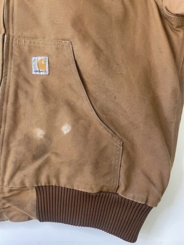 Carhartt Canvas Active Bomber Work Jacket Size Large Brown