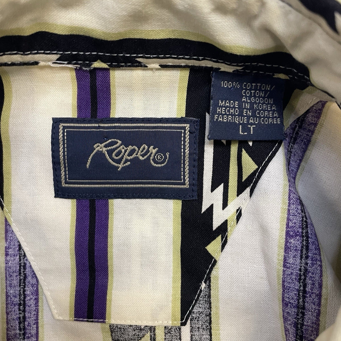 Vintage Roper Western Pearl Snap Shirt Size Large Tall Aztec Ranch
