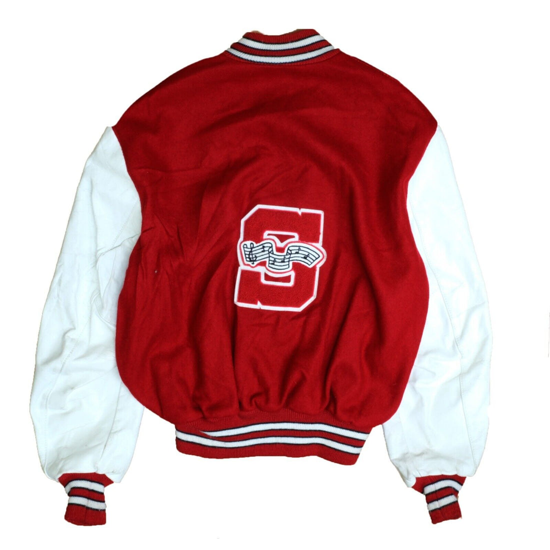 Vintage Marching Band Letterman Leather Wool Varsity Jacket Size 44 Red 1994 90s