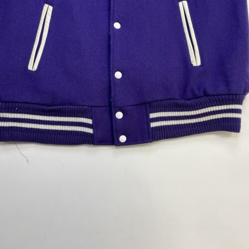 Vintage Western Wool Varsity Letterman Jacket Size Large Purple