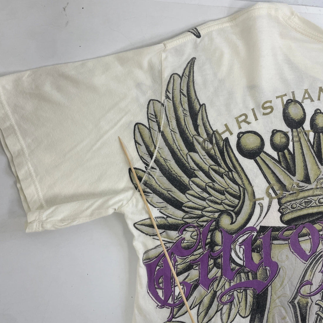 Christian Audigier Califas Native T-Shirt Size Large All Over Print Y2K