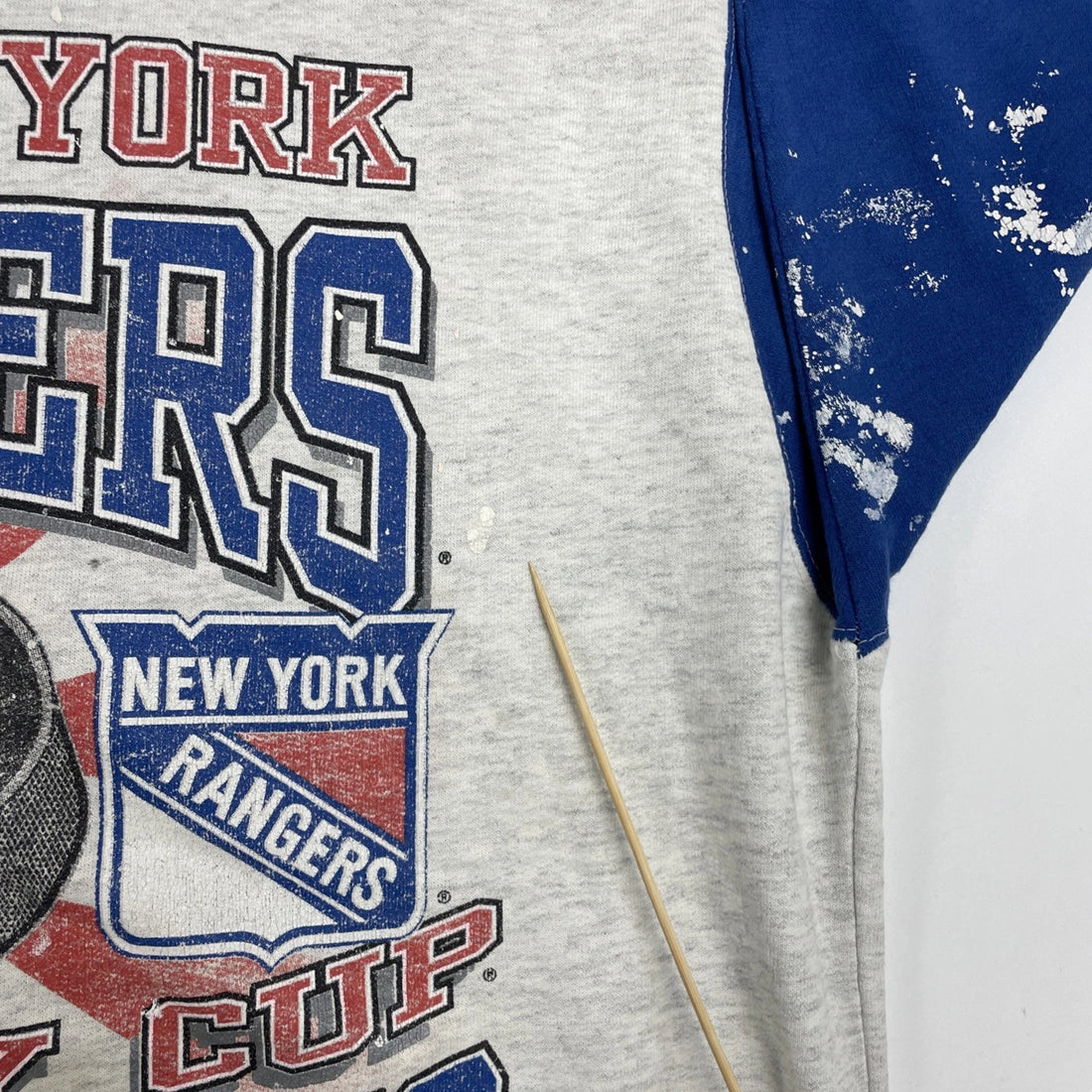 Vintage New York Rangers Stanley Cup Champs Sweatshirt XL Paint Splatter 90s NHL