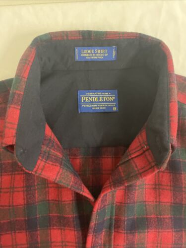 Vintage Pendleton Wool Lodge Button Up Shirt Size Medium Tartan Plaid