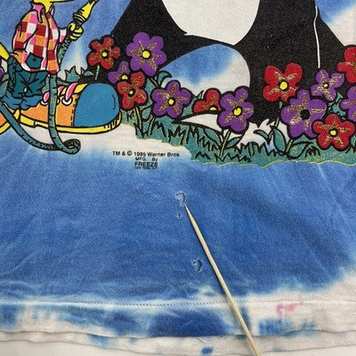 Vintage Tweety Bird Sylvester Cat Tie Dye T-Shirt Size Large 90s