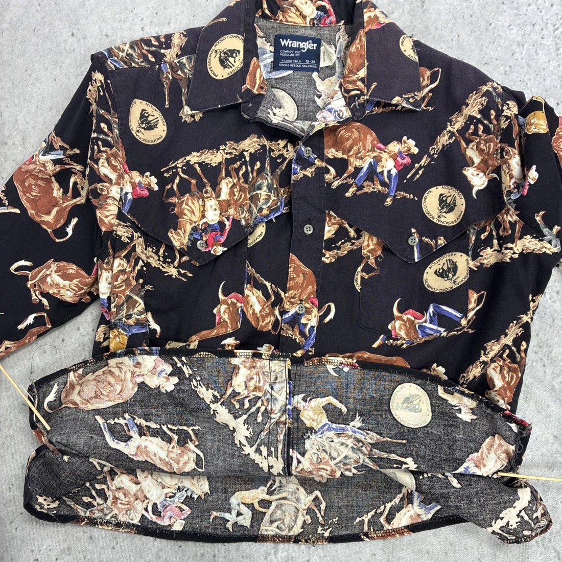 Vintage Wrangler Western Cowboy Rodeo Button Up Shirt Size 16-34