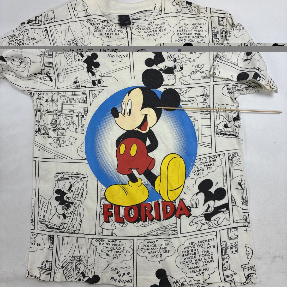 Vintage Mickey Mouse Florida Comic Strip Disney T-Shirt XL All Over Print 90s