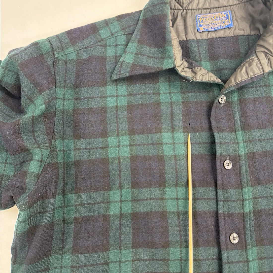 Vintage Pendleton Wool Lodge Button Up Shirt Size XL Green Plaid