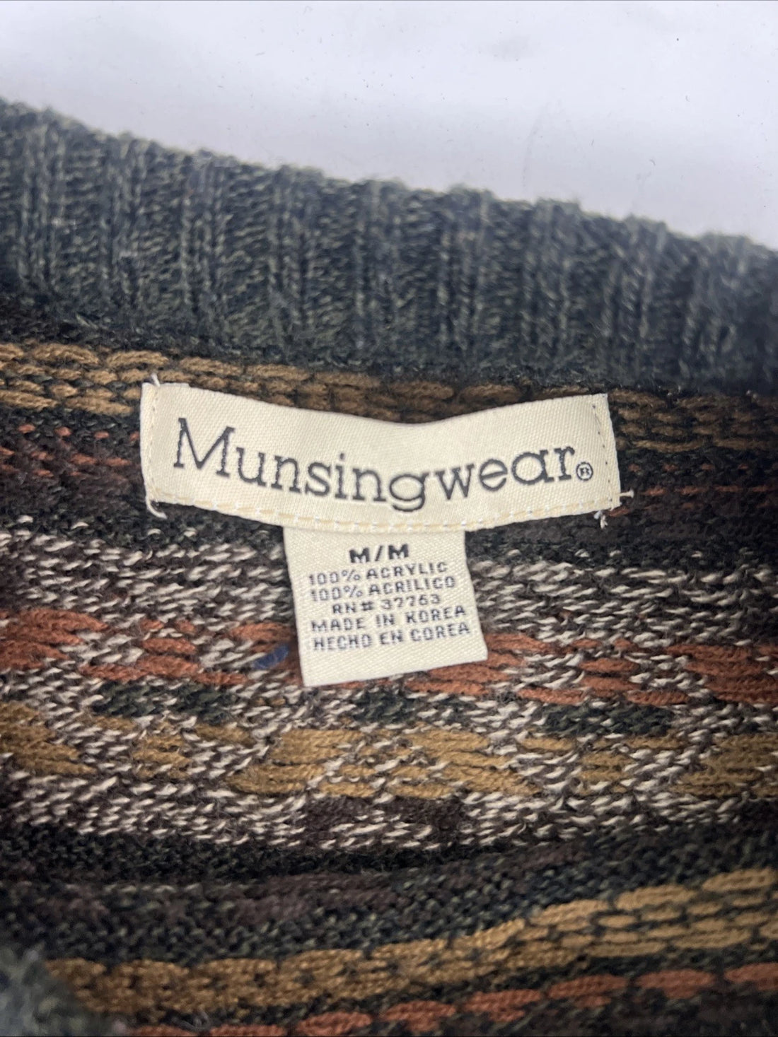 Munsingwear Fair Isle Crewneck Sweater Size Medium
