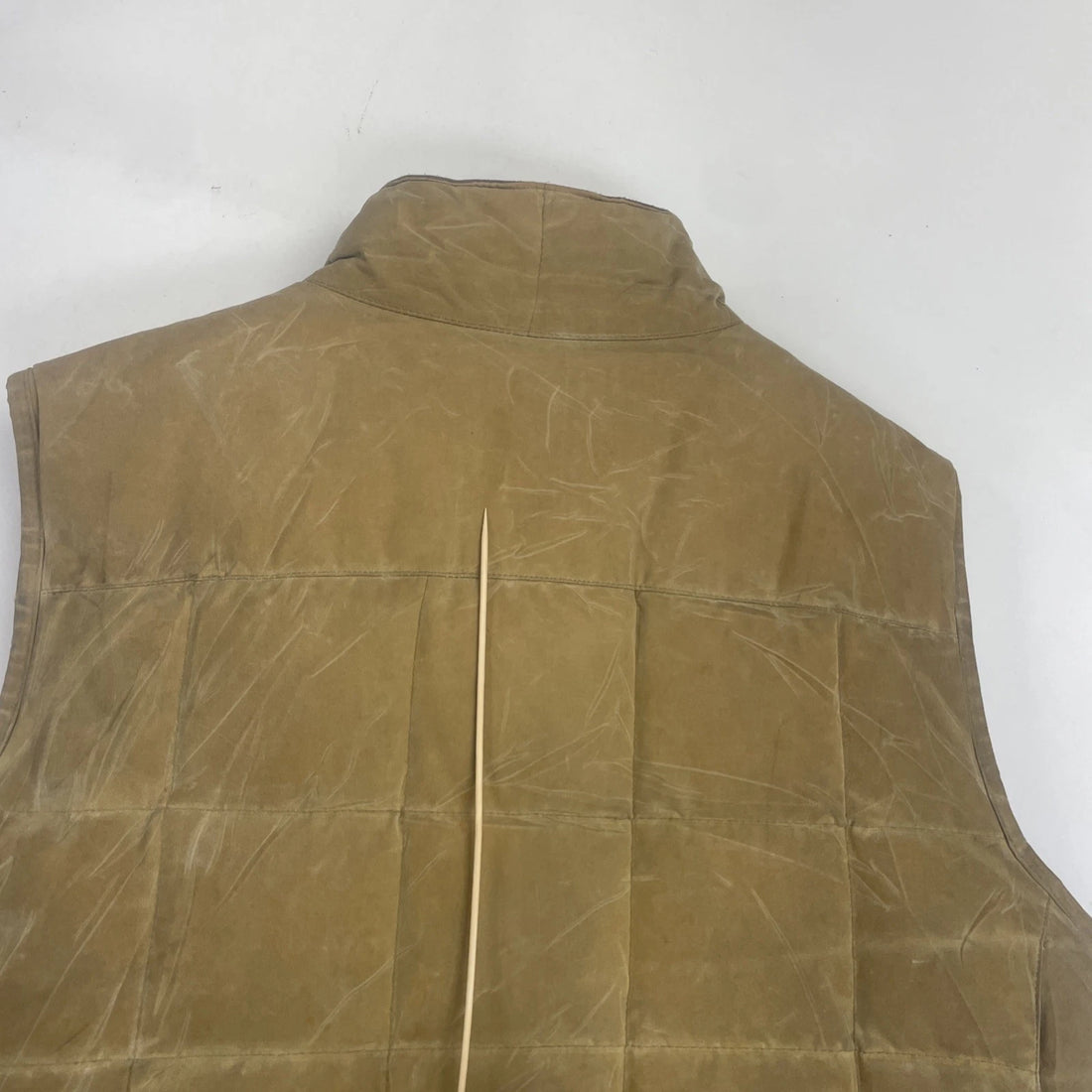 L.L. Bean Waxed Quilted Puffer Vest Jacket Size Large Brown Insulated