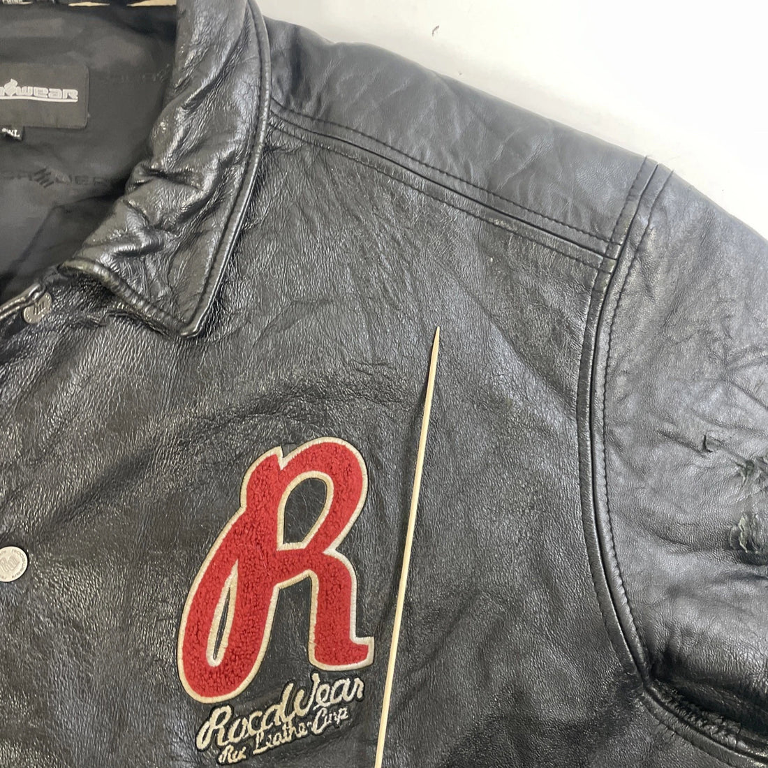 Vintage Rocawear Flag Leather Varsity Bomber Jacket Size 3XL Y2K