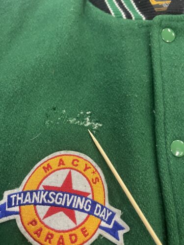Vintage Native Archer Leather Wool Varsity Letterman Jacket Size XL Green