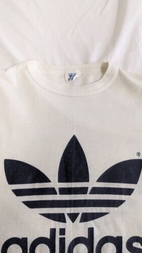 Vintage Adidas Trefoil T-Shirt Size Medium Double Sided 80s