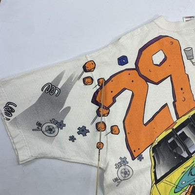 Vintage Flintstones Cartoon Network Wacky Racing T-Shirt XL All Over Print 1996