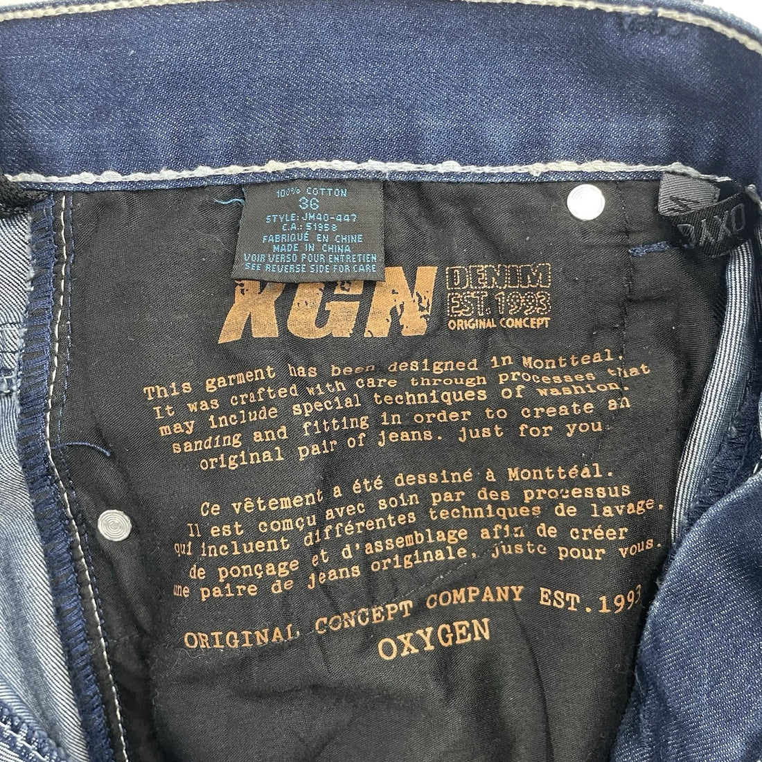 XGN Oxygen Denim Jeans Pants Size 36 Y2K