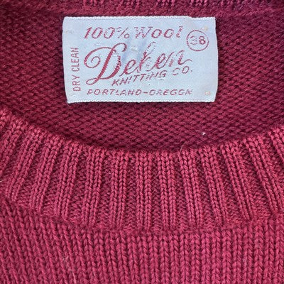 Vintage Dehen Wool Knit Varsity Letterman Crewneck Sweater Size 38 50s 60s
