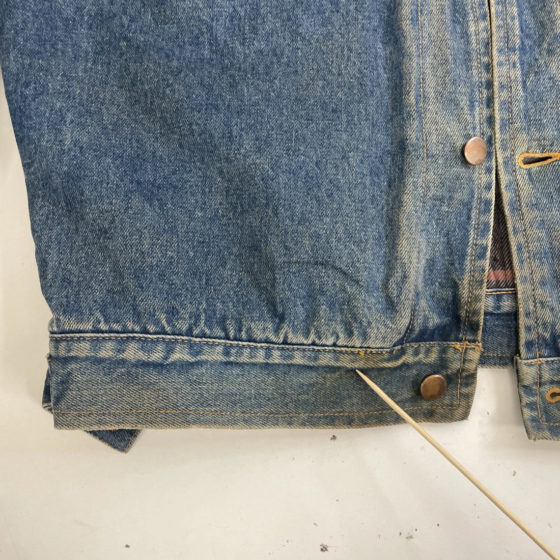 Denim Jacket Size Medium Plaid Lined Corduroy Collar