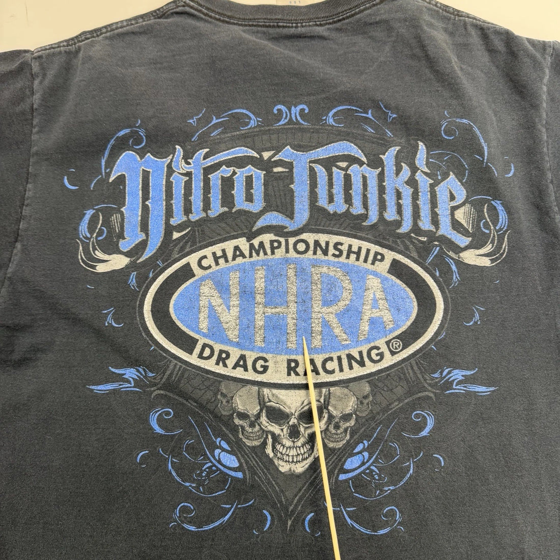 Nitro Junkie Skull NHRA Racing T-Shirt Size Large Y2K