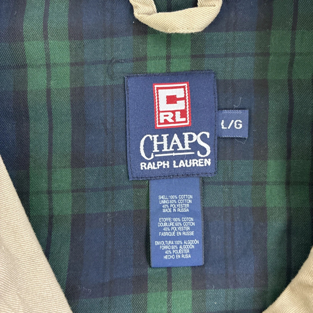 Vintage Chaps Ralph Lauren Harrington Jacket Size Large Plaid Lined