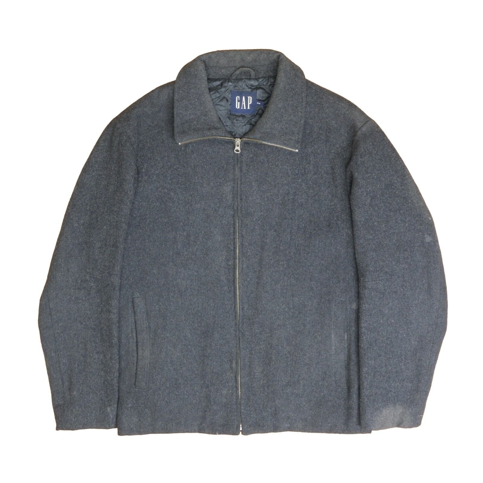 Vintage GAP Wool Coat Jacket Size Medium Gray Full Zip – Throwback