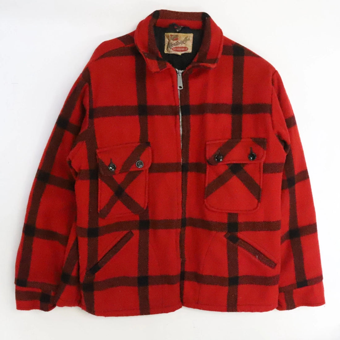 Vintage Monterey Club Wool Coat Jacket Size Large Plaid