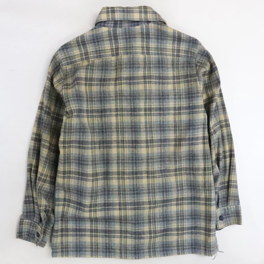 Wool Button Up Shirt Size Medium Blue Plaid