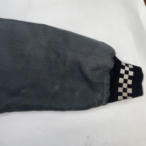 Vintage Carol's Racing Bomber Jacket Size Large Checkered Chain Stitch