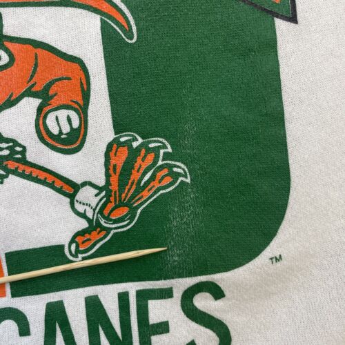 Vintage Miami Hurricanes Crewneck Sweatshirt Size Large 90s NCAA