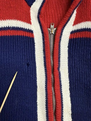 Vintage Track & Field Knit Cardigan Sweater Size Medium 70s 80s