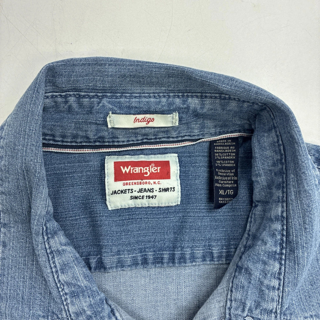 Wrangler Western Denim Pearl Snap Shirt Size XL