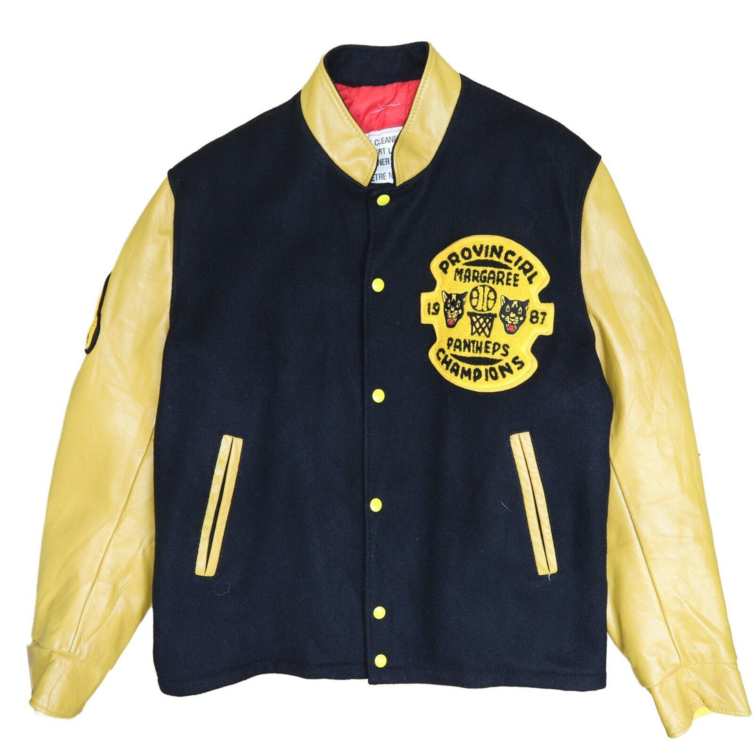 Vintage Margaree Panthers Basketball Wool Leather Varsity Jacket XL 1987 80s