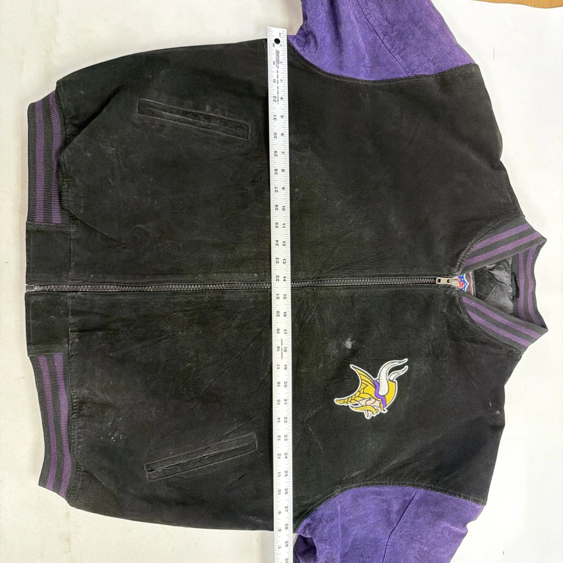 Vintage Minnesota Vikings Leather Suede Varsity Jacket Size XL NFL