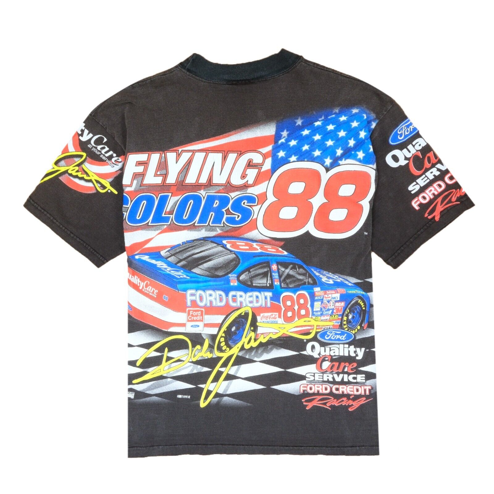 Vintage Dale Jarrett NASCAR All Over Print Racing T-Shirt Size