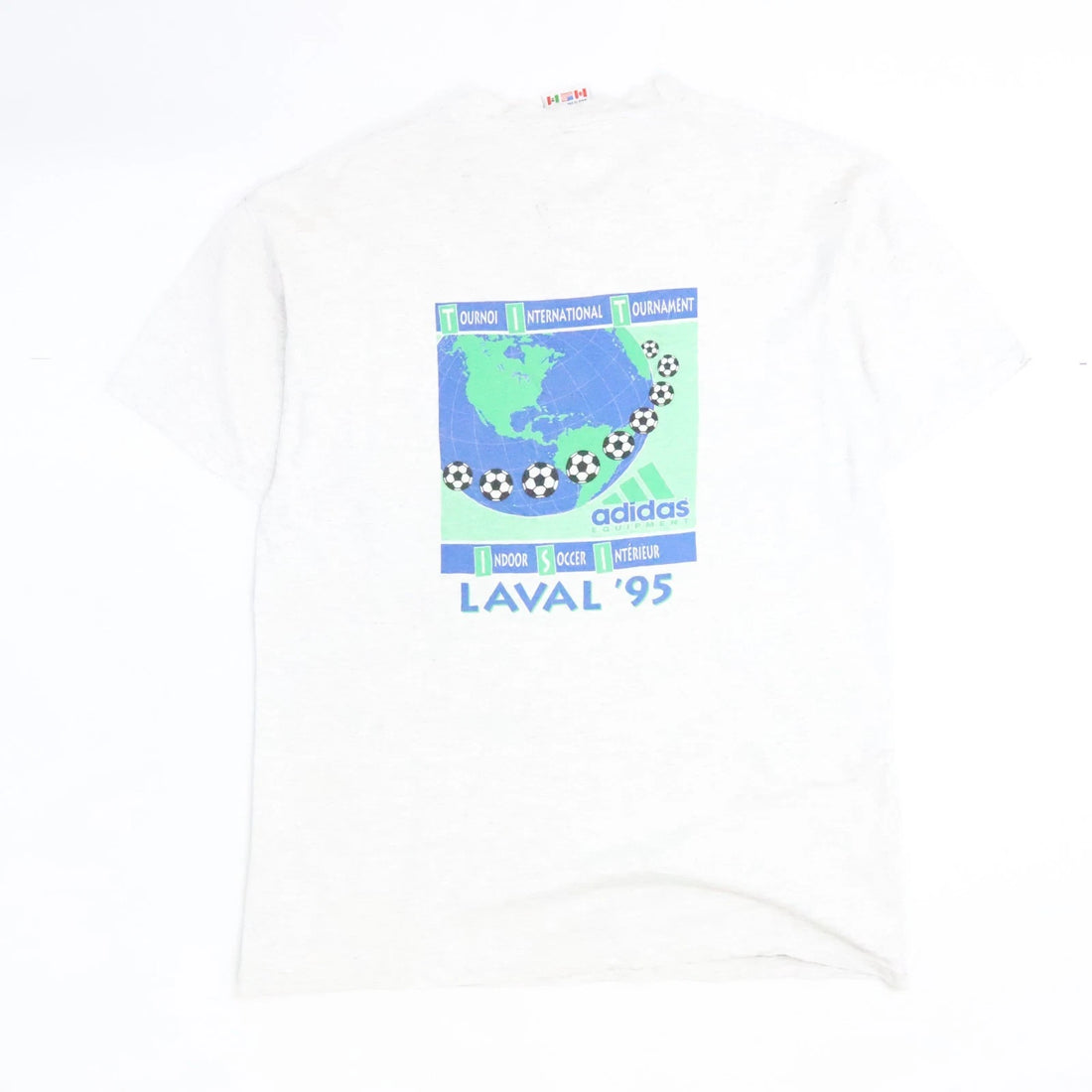 Vintage Adidas Trefoil Soccer T-Shirt Size Medium Double Sided 90s