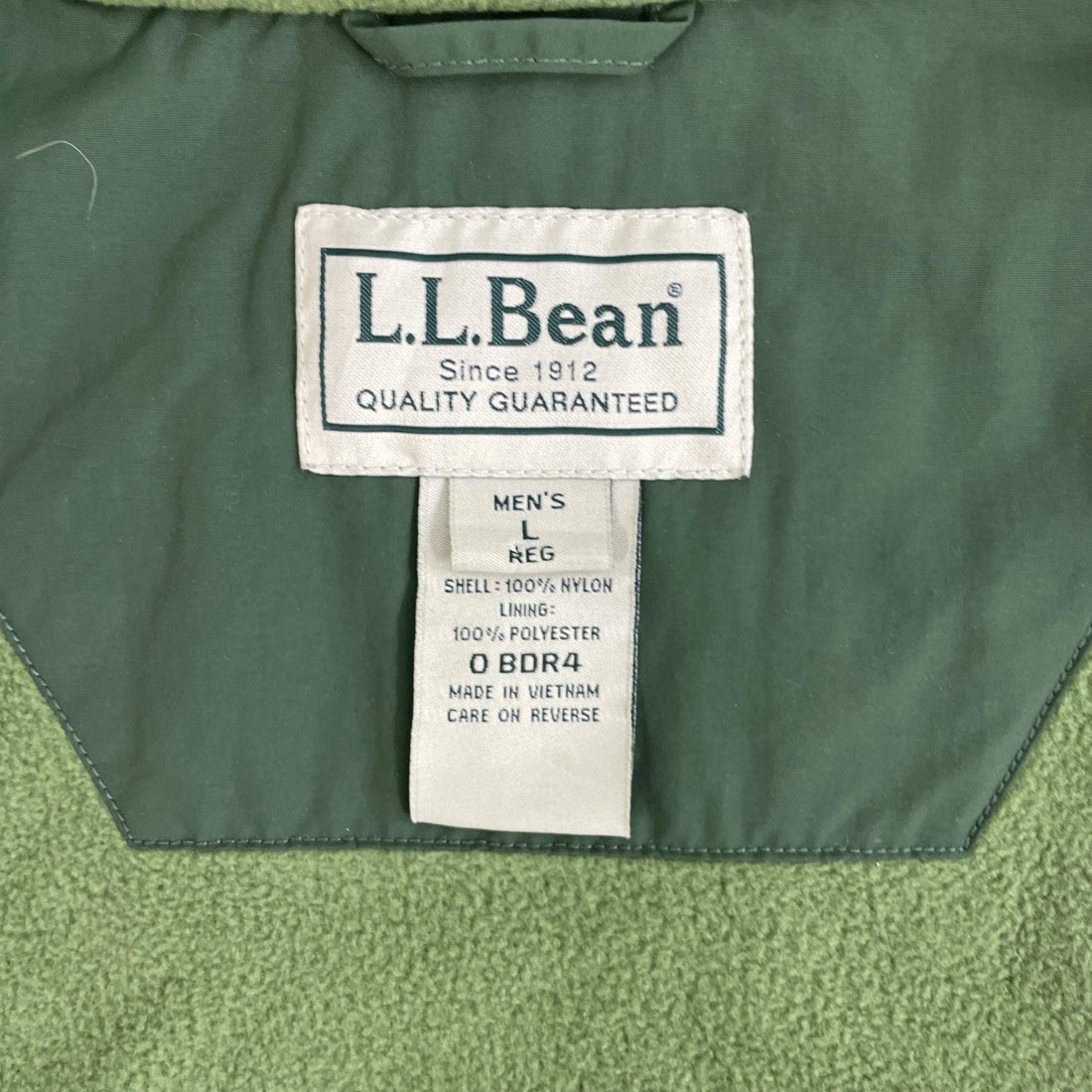 L.L. Bean Fleece Lined Vest Jacket Size Large Green
