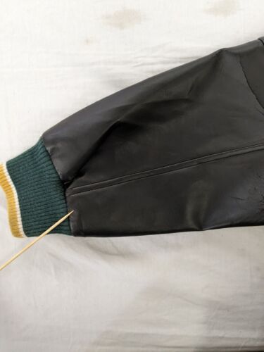 Green Bay Packers Leather Wool Varsity Bomber Jacket Size Medium NFL