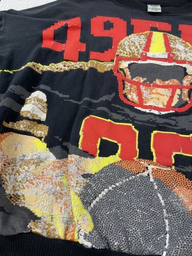 Vintage San Francisco 49ers Sweatshirt Crewneck XL All Over Print 1989 80s NFL