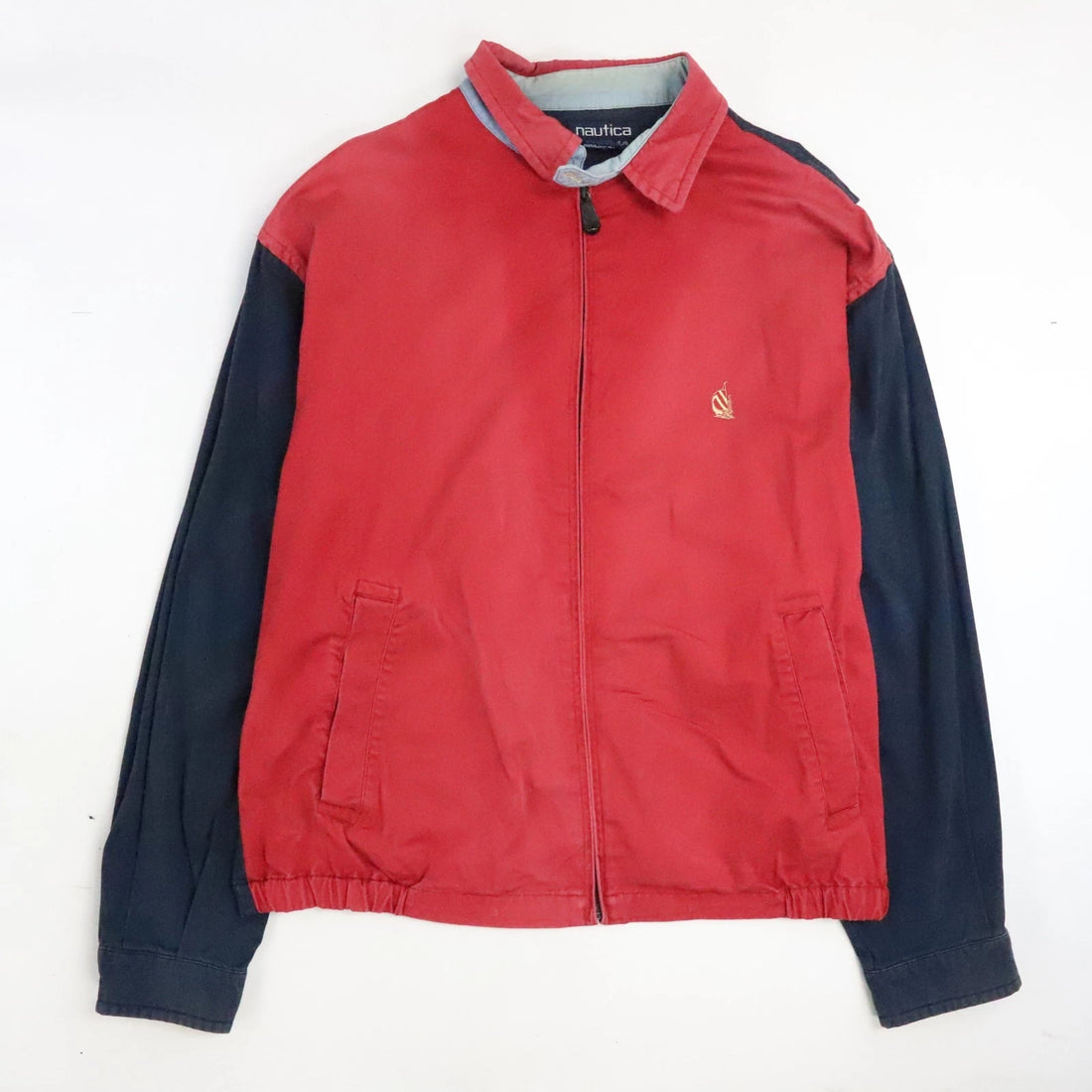 Vintage Nautica Two Tone Harrington Bomber Jacket Size Large Blue Red