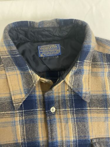 Vintage Pendleton Wool Board Button Up Shirt Size 17 1/2 Tartan Plaid