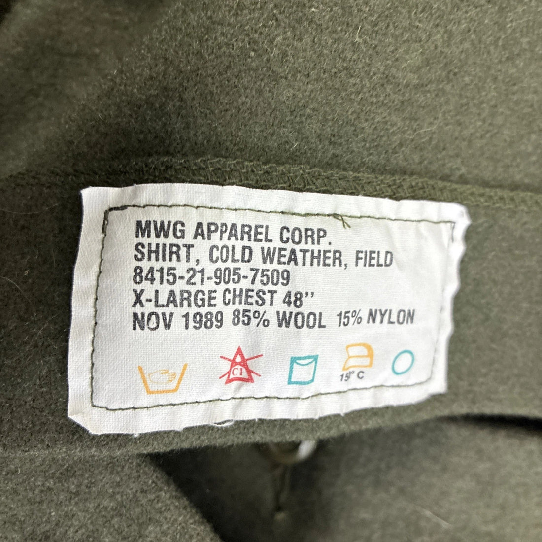 Military Cold Weather Wool Field Shirt Jacket Size XL Vintage 1989 80s