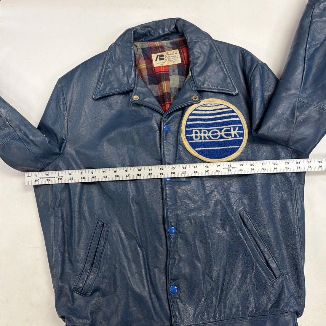 Vintage Brock University Computer Science Leather Varsity Jacket 44 1981 80s