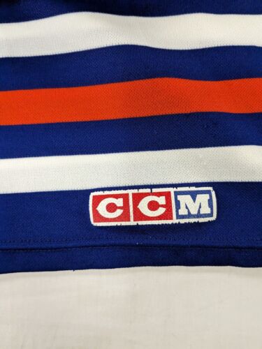 Vintage Edmonton Oilers CCM Maska Jersey Size Large Blue NHL