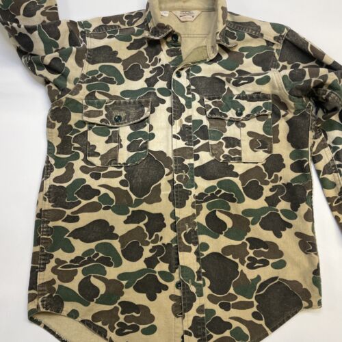 Vintage Cabela's Duck Camo Button Up Shirt Size Medium Camouflage